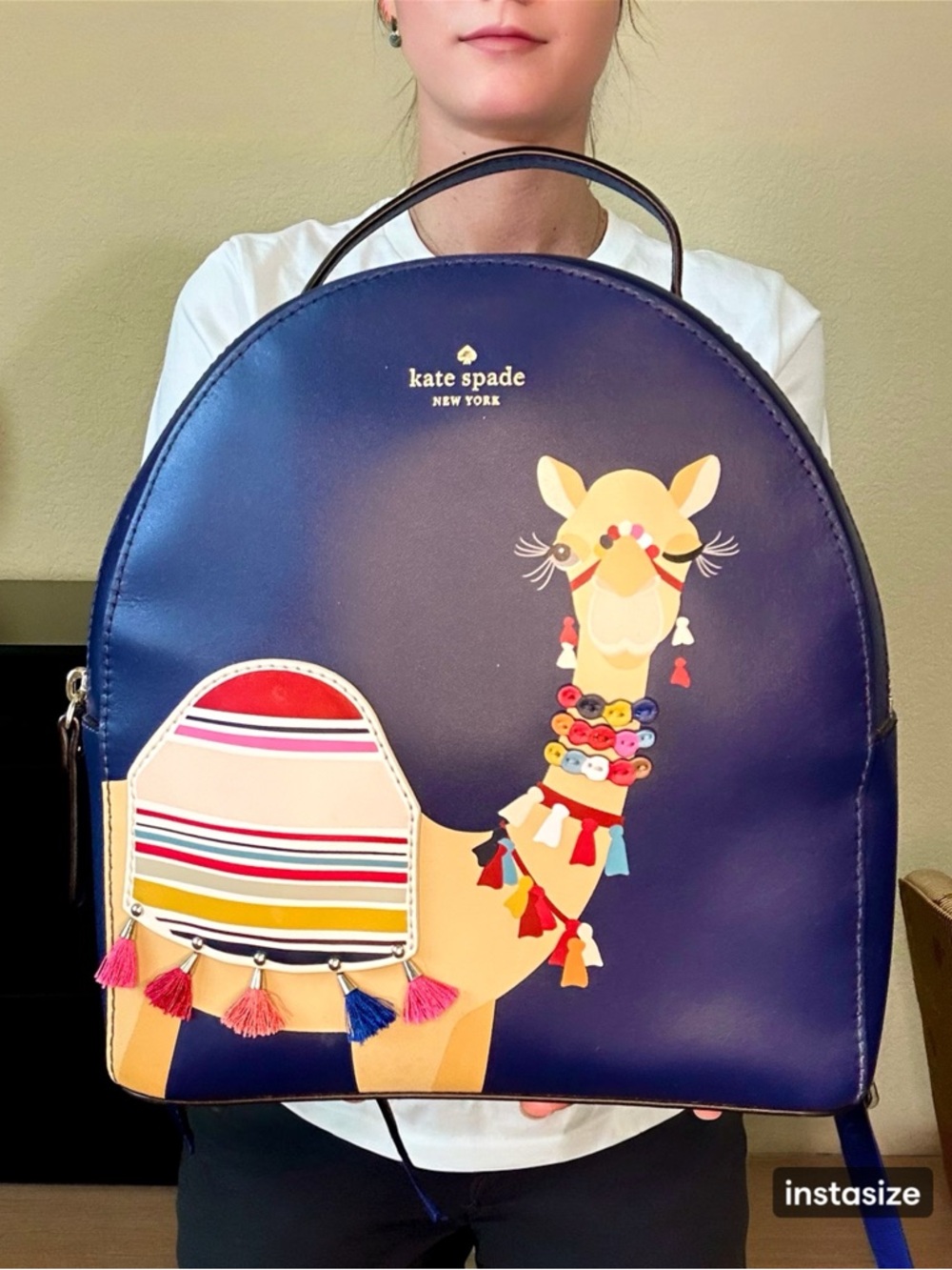 Kate Spade Navy Camel Small Leather Backpack